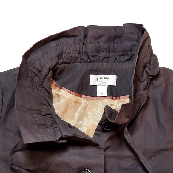 Ann Taylor Loft Long Lined Ruffle Collar Women's Button Sz S Petite Jacket - Picture 6 of 13